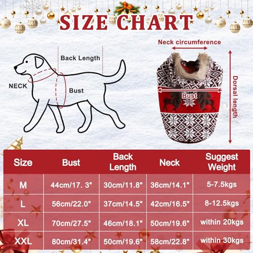Dog Sweater Soft Dog Outfit with Hoodie Warm Snowflake Reindeer Dogs Cats Knitwear Clothes for Cold Weather Classic Colorful Design Sweater, Large - size: Large