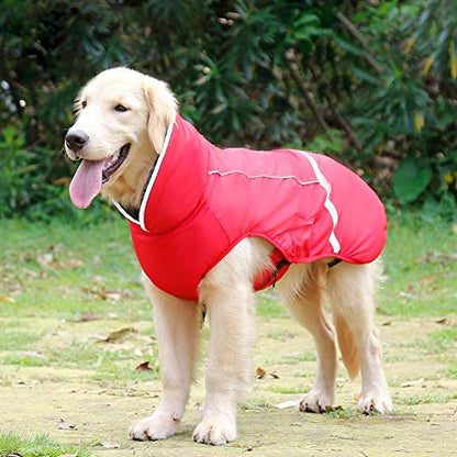 QBLEEV Warm & Waterproof Dog Coat - Reflective Turtleneck with Thick Fleece for Winter and Snow, S, M, L Dogs - color: Red, size: Small