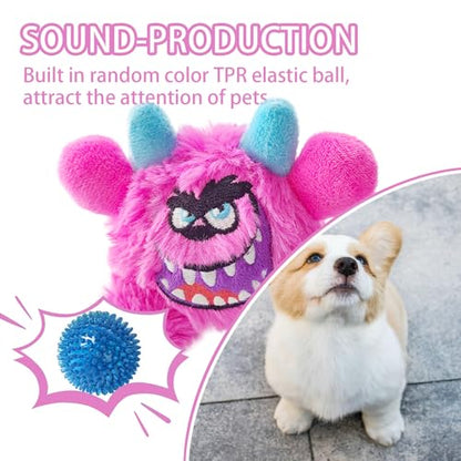 Squeaky Plush Ball Dog Toy, Little Monster Puppy Toys Suitable for All Breeds, Dental Care, Skin-Friendly and Soft and Durable (Rose Red, Large) - color: Rose Red, size: Large