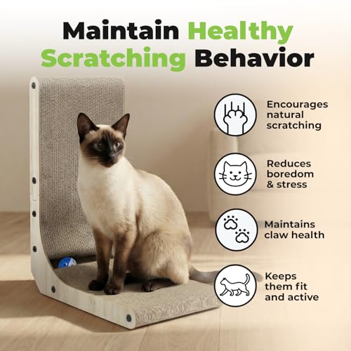 Best Pet Supplies Catify Cat Scratcher, Fun Interactive Scratchers, Posts, Poles, Claw Safe, Furniture Saver Indoor Play Support Natural Cat Behaviors Heavy Duty - L-Shape Scratcher, 16.5 x 11.4 - color: L-Shape - 16.5 x 11.4 x 26.77"