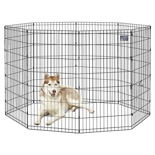 MidWest Homes for Pets 48-Inch Exercise Pen, for Indoor and Outdoor use, 16 Sq Feet of Play, Folding Dog Pen, No Door Design for Maximum Security, Easy to Set Up, Foldable Dog Playpen - color: Black No Door, size: 48" H