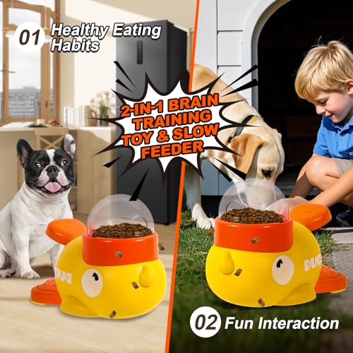Interactive Dog Toys Food Puzzle Slow Feeder, Cat Treat Dispenser Toy Duck-Shaped Enrichment Toy for Small Medium Dogs and Cats, IQ Training and Exercise Small Animal Bowls