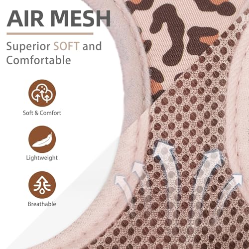 PUPTECK Dog Harness and Leash Set for Small Medium Dogs No Pull Step-in Soft Mesh Puppy Cat Vest Harnesses Reflective at Night, Brown Leopard Print, L - color: #3 LightBrown(Leopard), size: L(CHEST 18"-20", 16.5-22 lbs)