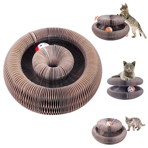Magic Organ Cat Scratching Board & Toy Set - Durable Cardboard Scratcher for Indoor Cats & Kittens with Interactive Scratching Ball - Fun & Safe Cat Scratcher for Adult Cats - size: C-type
