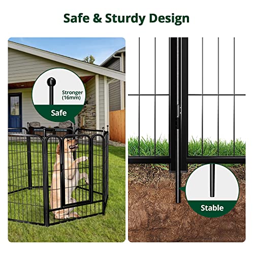 PawGiant Dog Fence Playpen 24”/32”/40” Indoor Outdoor for Small/Medium/Large Dogs, Metal Pet Puppy Cat Exercise Fencing Gate Crate Cage Outside RV, Camping, Yard, Garden - style: 8 Panel
