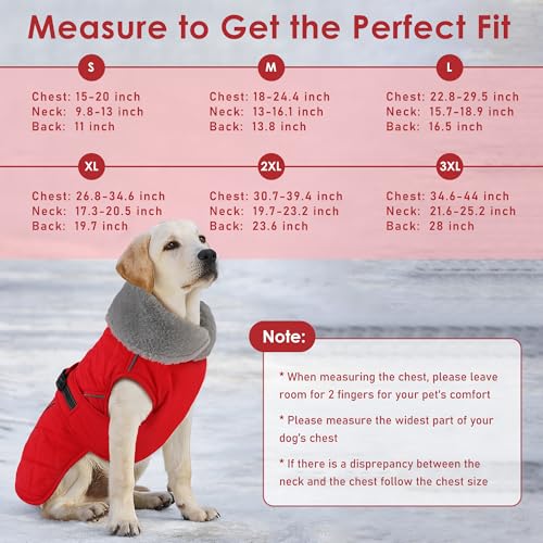 Dog Coat, Waterproof Dog Winter Jacket with Adjustable Buckle, Reflective Turtleneck Pet Snow Vest Warm Fleece Sweater for Small Medium Large Dogs - Red, S - color: Red, size: Small