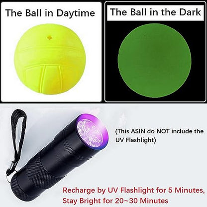 Spike Replacement Balls, Roundnet Game Extra Balls, Glow in The Dark Ball, Lawn Beach Water Pool, Yard Pong Bucket Toss Game Ball - Play at Night, Light Up for 20-30 Minutes - style: 3x Glow Balls with Pump
