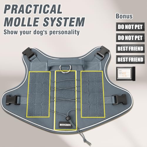 Tactical Dog Harness Medium Sized Dog,No Pull Military Dog Vest with Handle,Reflective Heavy Duty Pet Harness for Walking Hiking Training Gray M - color: Gray, size: Medium