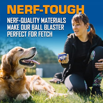 Nerf Dog Tennis Ball Blaster Dog Toy Gift Set, Tennis Ball Dog Fetch Toy Launches up to 50 ft, Dog Ball Thrower for All Breeds Includes Green Tennis Ball Launcher and 3 Dog Tennis Balls - size: 16 in Compact Blaster with 3 Balls