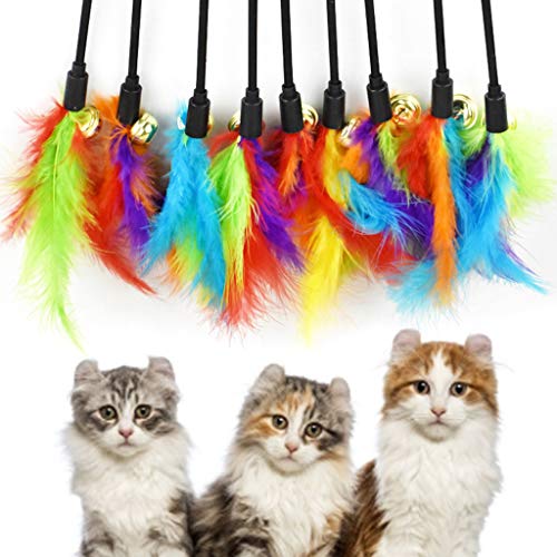 Toy Wand Feather Interactive Toy Kitten Indoor and Outdoor Pet Activity Game Interactive Wand Bouncer Plush Feather String Toy