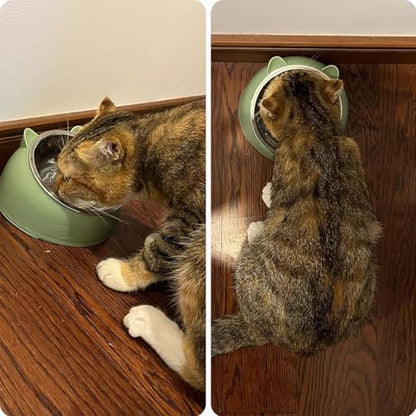 Stainless Steel Cat Food Bowl with Non-Slip Base, Easy to Clean Pet Feeding Dish, Food-Grade Pet Bowl for Cats and Small Pets - color: Green, size: 200ML