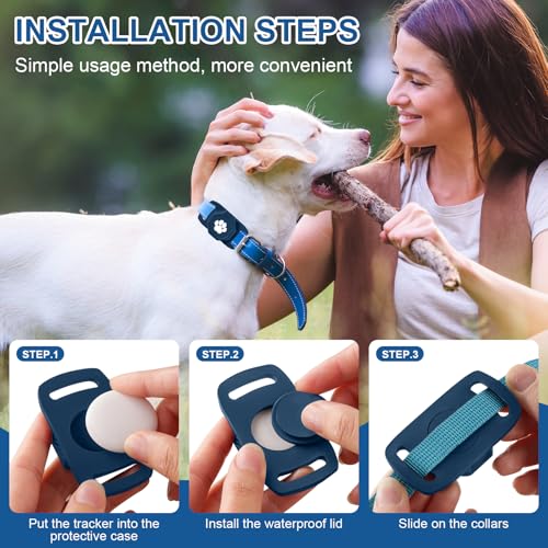 Smart Pet Tracker for Collar - Dog Trackers Pet Location Tracker with Holder, No Monthly Fee, Anti-Lost Tracking Device for Pets, Luggage, Bag Straps, Compatible with Google Android Only(Not for iOS) - color: Blue