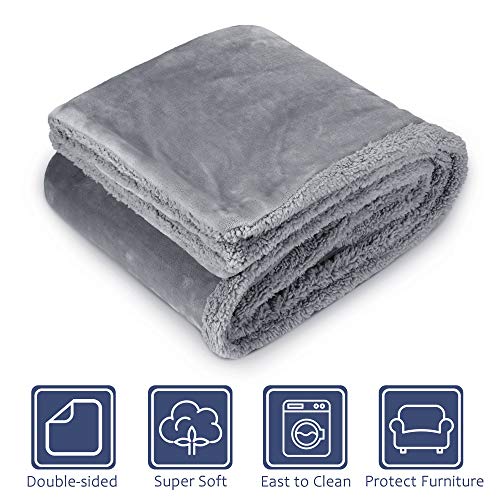Dog Blankets for Large Dogs, Super Soft Warm Sherpa Fleece Plush Doggie Blankets and Throws for Small Medium Puppy Doggy Pet Cats，50x60 inches - color: Grey & Grey