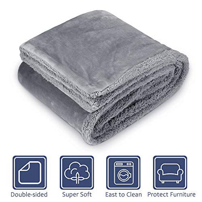 Dog Blankets for Large Dogs, Super Soft Warm Sherpa Fleece Plush Doggie Blankets and Throws for Small Medium Puppy Doggy Pet Cats，50x60 inches - color: Grey & Grey