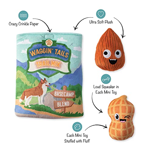 Fringe Studio Hide & Seek Plush Burrow Dog Toy Set, WAGGIN Tail Trail Mix(289212), Multicolored - color: Waggin Trail