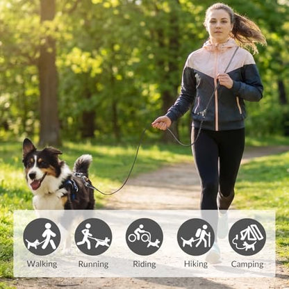 8.2ft Hands Free Dog Leash,Versatile Waist & Crossbody Lead for Medium Dogs,Waterproof & Adjustable for Running Jogging Walking, 360° Swivel Metal Buckle (Black) - color: Black