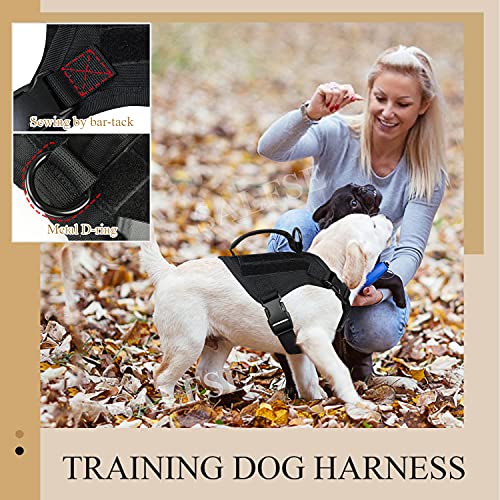Tactical Puppy Vest Harness, Adjustable Military Vests for Small Dogs Outdoor Training Puppy Harnesses with Handle - color: Black