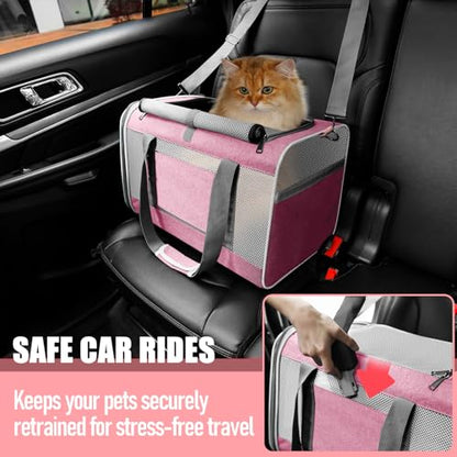 GAPZER Cat Carrier 20lbs Top Open/Soft Sided Small Pet Dog Travel Carrying Crate/Collapsible Puppy Transport Carry Bag/Sturdy Pet Cages Chihuahuas Mini Dog 10lbs Pink - color: Pink