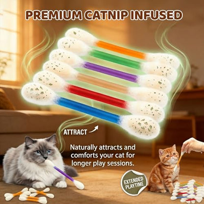 Giant Cotton Bamboo Cat Toy, Soft Cotton Swab Style Kicker Toy for Cats and Kittens, Fun Interactive Catnip Toy, Durable Swab Shape Cat Toy (B) - color: B