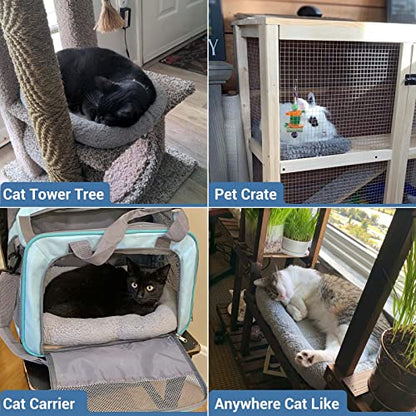 Small Cat Bed Mat, 22" x 16" Plush Cushion with Surrounding Pillow for Small to Meidum Dogs Cats Sleeping, Indoor Pet Beds Furniture Carrier Crate Anti Skid Pad, Washable, Medium - color: M (22 x 16 inch)