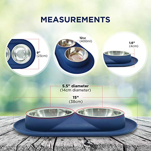 Bonza Cat or Small Dog Bowls with Spill-Proof Mat,12 oz Stainless Steel Feeding Dishes - size: Feeding Station