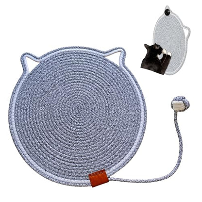 Cat Scratcher Mat, Natural Cotton Rope Cat Scratching Pad, 16.9'' Round Cat Wall & Floor Scratch Pad, Durable Double - Sided Cat Scratcher, Furniture Protector for Wall, Sofa, Couch, Carpet, Grey - color: Grey