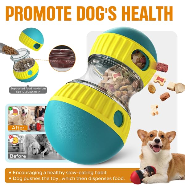 Interactive Dog Treat Ball – Adjustable Treat Dispensing Puzzle Toy, Slow Feeder & Mental Stimulation Toy for Small, Medium & Large Dogs