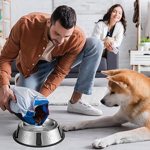 Tanlade 8 Pack Stainless Steel Dog Bowls Metal with Rubber Base Non-Slip Pets Puppy Cats Feeding Food and Water Bowls Dishwasher-Safe for Indoor Small Medium Large Dogs Cats Kitten Rabbit(30 oz) - size: 30 oz