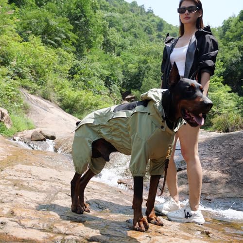 LOVELONGLONG Waterproof Dog Raincoat with Removable Hood – Outdoor Full Body Dog Jacket, Windproof Snowproof Shell Suit – All Season Pet Rain Gear Sage Green XXS - color: Sage Green, size: XXS (Back 9")