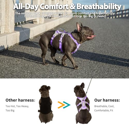 Huntboo Escape Proof Dog Harness,No Pull Reflective Harness with Lift Handle,Adjustable Pet Vest with Front and Back Leash Clips for Small Medium Large Dogs Walking Hiking Training(Lavender Purple,XL) - color: Lavender Purple, size: X-Large(Pack of 1)