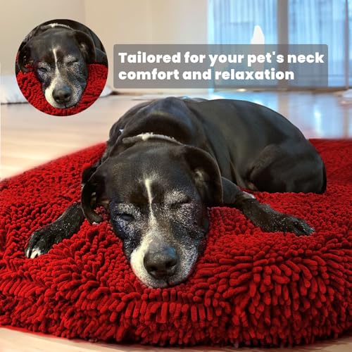 Muddy Mat®Cloud K-9 Bed for Dogs & Cats, Soft & Relaxing Donut Dog Bed, Chenille Material, Removable Cover, Washable & Dryer Safe–Red Medium(35'x35') - color: Red, size: Medium (35''X35'')