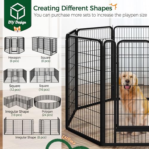 Yaheetech Dog Playpen Outdoor, 47 inch 8 Panels Dog Pen Indoor Heavy Duty Puppy Exercise Pen Metal Pet Fence for RV Camping/Yard/Garden - size: 47"