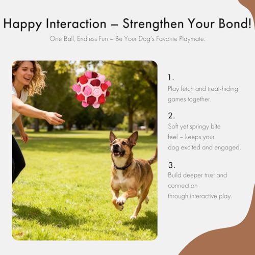 Mira's Pocket Dog Snuffle Ball Toy, Mental Stimulation Chew Toy for Dogs & Cats, 6 inches Licking Mat Treat Dispensing Ball with Hollow Design, Slow Feeder for Fast Eaters (Pink) - color: Pink