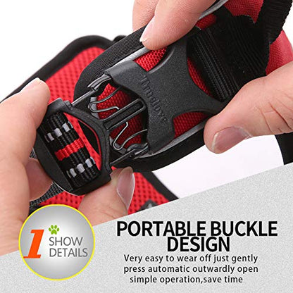 JUXZH Truelove No Pull Dog Harness with Easy Control Handle and 2 Leash Attachments,Reflective Adjustable Pet Vest - color: Red, size: Small (Pack of 1)