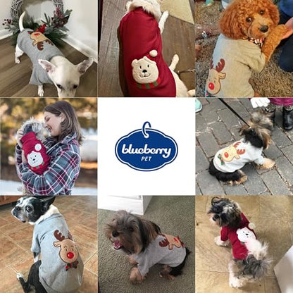 Blueberry Pet Soft & Comfy Merry Christmas Holiday Festive Bear Pullover Turtleneck Fall Winter Dog Sweatshirt Coat, Back Length 14", Warm Clothes for Medium Dogs - color: Festive Bear, size: 14 inch (Pack of 1)
