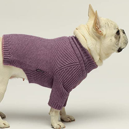 Fitwarm Thermal Knitted Dog Sweater Doggy Winter Coat Pet Clothes Doggie Turtleneck Jacket Puppy Outfits Cat Sweatsuit Lavender Purple Small - color: Purple, size: Small