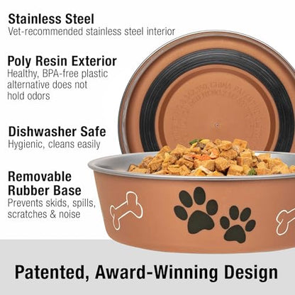 Loving Pets Bella Dog Bowls- Stainless Steel Dog & Cat Bowls - Spill Proof Dog Food Bowl, Cat Bowl, Puppy Essentials & Pet Supplies Great for Home & Travel (X-Large 65-100lbs, Copper) - color: Copper, size: X-Large (65-100lbs)