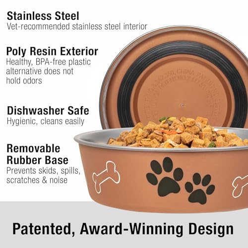 Loving Pets Bella Dog Bowls- Stainless Steel Dog & Cat Bowls - Spill Proof Dog Food Bowl, Cat Bowl, Puppy Essentials & Pet Supplies Great for Home & Travel (Medium 20-35 lbs, Copper) - color: Copper, size: Medium (20-35lbs)