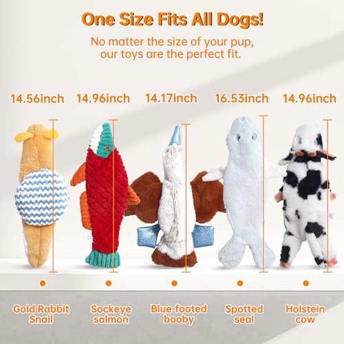 Nocciola Squeaky Dog Toys, 5-Pack Crinkle Plush Toys, No Stuffing Dog Toys for Small Medium Large Dogs, Boredom Relief - style: 5 pcs Crinkle Plush Dog Toy