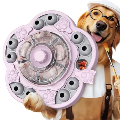 Dog Puzzle Toy, 3 Levels of Step-by-Step Challenge, Spin-to-Release Treat Dispenser, Slow Feeder & Mental Stimulation Enrichment Toy for Small Medium Large Dogs - color: Pink