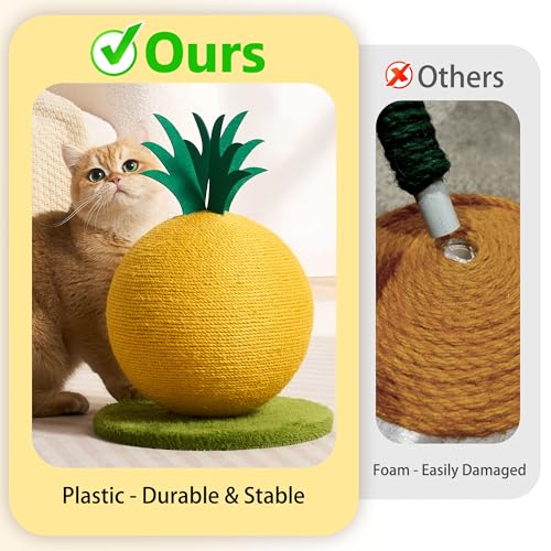 Pineapple Cat Scratching Post, Cute Cat Scratcher with Sisal Rope, Cat Scratch Post for Indoor Adult Cat and Kitten, Cat Scratching Ball - color: Pineapple