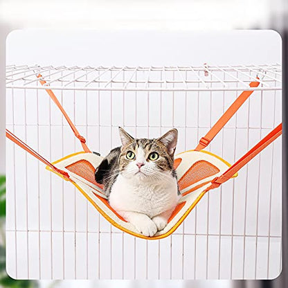 Orange Shape Design Pet Hammock, Hanging Adjustable Small Pet Hammock for Puppy, Cat, Rats, Ferret, Bunny, Hammock Bed with 4 Metal Hooks Suitable for Cage/Chair/Car/Outdoor