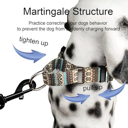 Martingale Dog Collar with Buckle Tribal Design Adjustable Escape Proof Pet Collars (Aztec, Large) - color: Aztec, size: Large