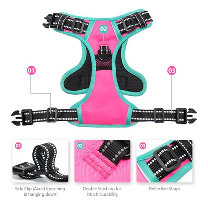 PHOEPET 2019 Reflective Dog Harness Large Breed (XL, Pink) - color: Pink, size: Extra Large