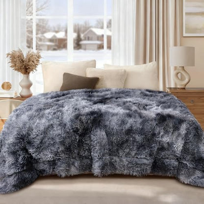 Luciphia Large Waterproof Dog Blanket for Pet Washable Liquid Proof Bed Intimacy Protection Shaggy Plush Calming Long Faux Fur Couch Cover Calming Cat Throw Blankets, Tie-dye Grey, 60" x 80" - color: Tie-dye Grey, size: 60"x80"