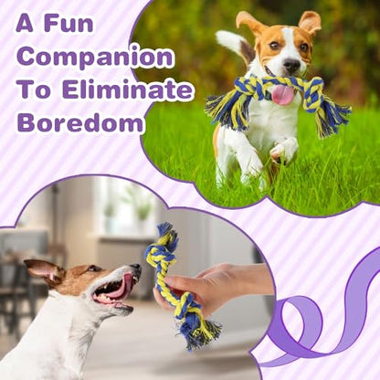 48 Pcs Dog Toys Bulk Chew Ropes Dental Cotton Puppy Toys Dog Chew Puppy Teething Toys 2 Knot Tug of War Toy for Aggressive Chewers Small and Medium Dogs Puppies (7.1 Inch)