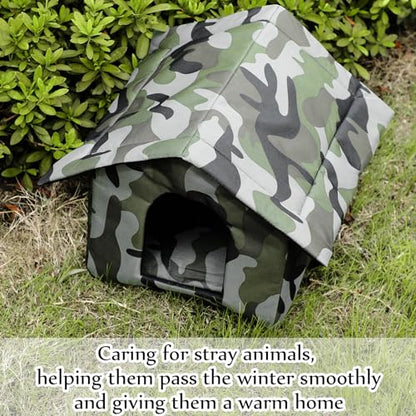 Soaoo 3 Pcs Cat Houses for Outdoor Stray Cats Shelter Weatherproof Outside House Indoor Foldable Pet Cave with Tent Stakes for Wild Animal Dogs(Camouflage Style) - style: Camouflage Style