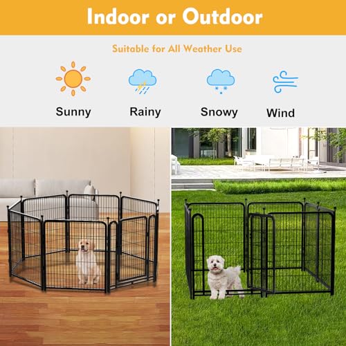 Getlay Tall Garden Fence, 32 in(H) Dog Fence Outdoor for Yard. 12 Panels Total 26.6 Ft(L) Puppy Playpen, Suitable for Indoor or Outdoor Use Play Pens for Puppys, Large Dog Pen, Fences for Garden