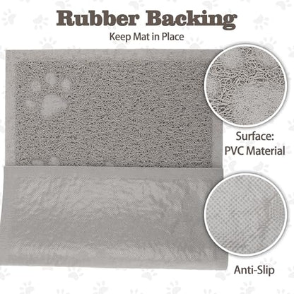 Darkyazi Cat Litter Box Mat for Floor Litter Trapping Mat Non-Slip Backing, Scatter Control, Easy Clean, Water Resistant, Soft on Paws (15.75" x 11.75",Gray Sand) - color: Gray Sand