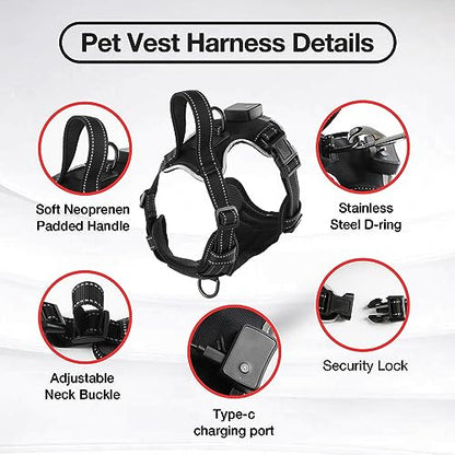 Light Up Dog Harness - No Pull Led Dog Harness Rechargeable Adjustable Lighted Dog Vest Harness for Small Medium Large Dogs - color: Black-Red, size: S